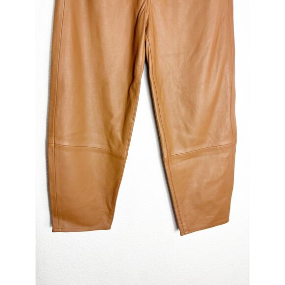 Citizens Of Humanity Calista Curve Leather Pants Size 26 Camel Barrel Leg - Picture 11 of 15